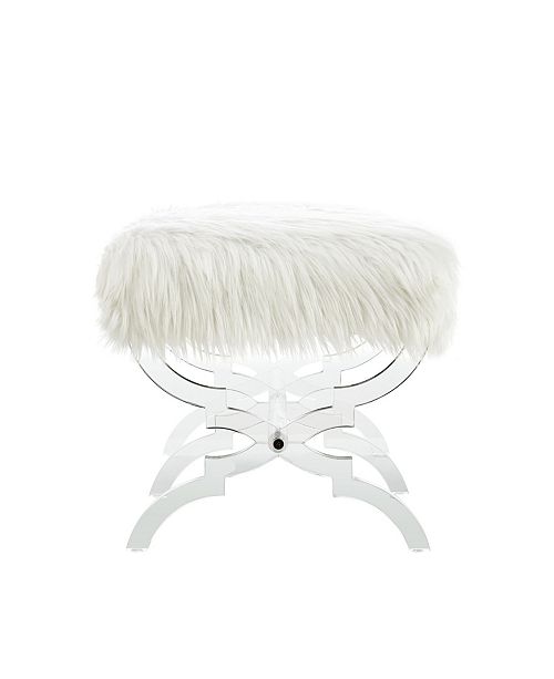 INSPIRED HOME Giselle Faux Fur Bench with Acrylic X-Leg ...