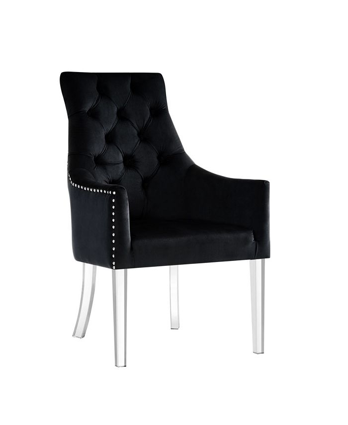 INSPIRED HOME Marilyn Button Tufted Arm Dining Chair with Acrylic Legs