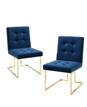 Inspired Home Vanderbilt Upholstered Dining Chair With Metal Frame Set Of 2 In Navy