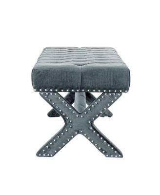Louis Tufted Nailhead Bench with X-Legs