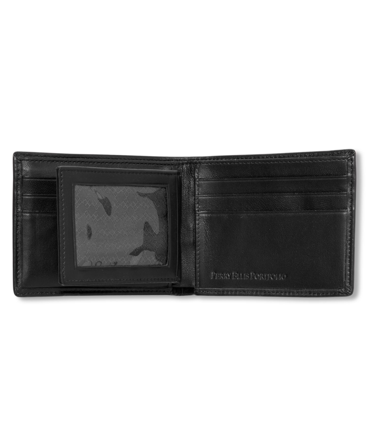 Мужской кошелёк Perry Ellis Portfolio Leather Gramercy Bifold Wallet, цвет: Чёрный — фото 2