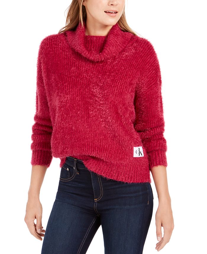 Calvin Klein Jeans Fuzzy Cowlneck Sweater & Reviews - Sweaters - Juniors -  Macy's