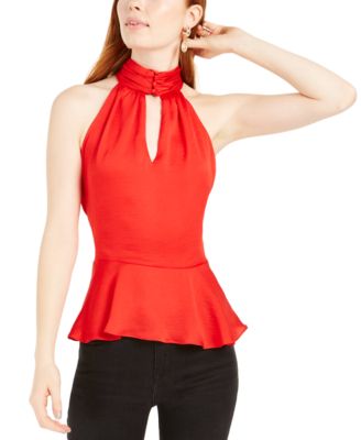 1.STATE - Satin Keyhole Halter Top