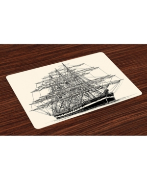 Ambesonne Pirate Ship Place Mats Set of 4