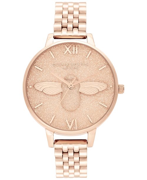 Olivia Burton Women S Rose Gold Tone Stainless Steel Mesh Bracelet Watch 34mm Reviews Watches Jewelry Watches Macy S