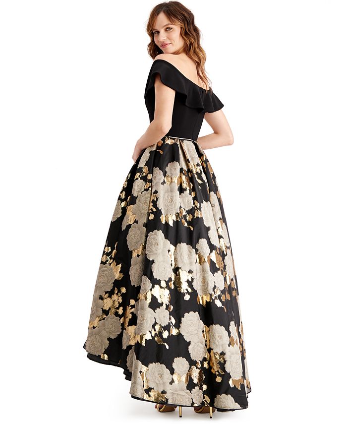 Betsy & Adam Floral-Print High-Low Gown - Macy's