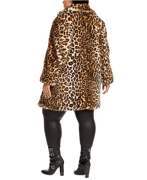 Calvin Klein Plus Size Leopard-Print Faux-Fur Coat & Reviews - Coats