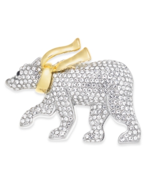 image of Charter Club Two-Tone Pave Polar Bear with Scarf Pin, Created for Macy-s