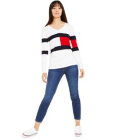 Cotton V-Neck Sweater & Ankle Skinny Jeans, Created for Macy's