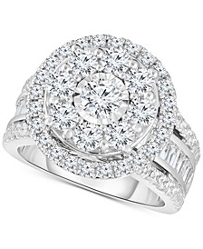 Diamond Halo Cluster Engagement Ring (3 ct. t.w.) in 10k White Gold