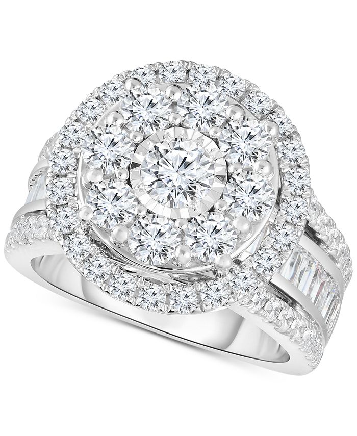 TruMiracle Diamond Halo Cluster Engagement Ring (3 ct. t.w.) in 10k ...