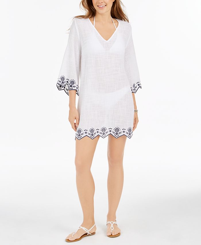 Dotti Rosemary Cotton Embroidered Tunic Cover-Up - Macy's