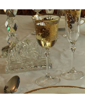 Embellished 24K Gold Crystal Flute Goblets, Set of 4