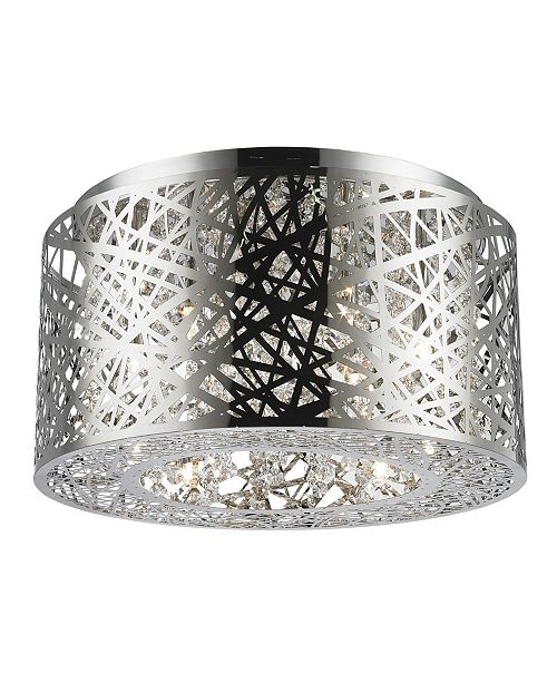 Worldwide Lighting Aramis 6 Light Chrome Finish Drum Shade With