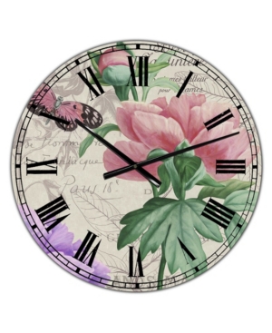Designart Vintage-Inspired Flowers Ii Large Cottage Wall Clock - 36