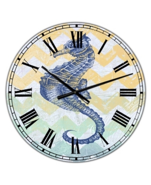 Designart Chevron-Sea Horse-7914 Large Nautical & Coastal Wall Clock - 36