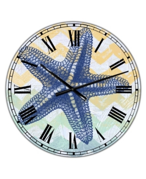 Designart Chevron-Star Fish-7914 Large Nautical & Coastal Wall Clock - 36