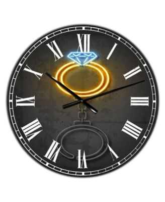 Designart Diamond Ring Large Modern Wall Clock - 38