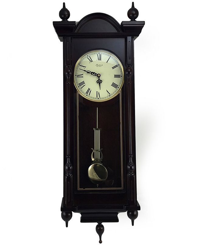 Bedford Clock Collection Grand 31" Antique Chiming Wall Clock with