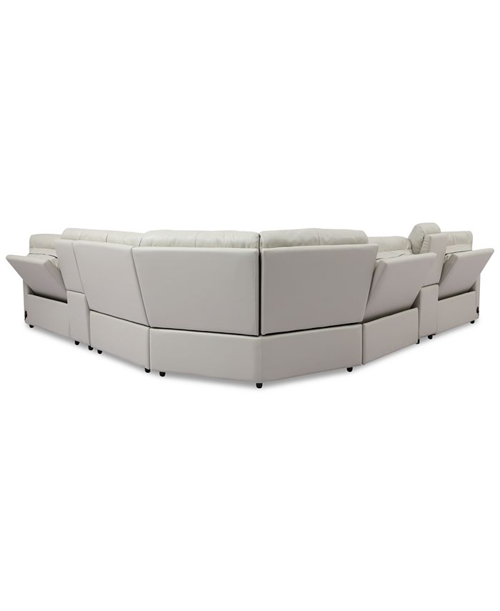 Furniture Danvors 7 Pc Leather Sectional with 3 Power Recliners and 2