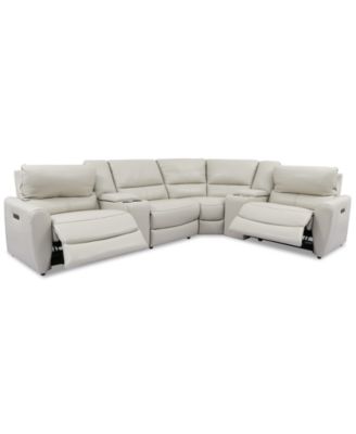 Danvors 6-Pc. Leather Sectional Sofa with 2 Power Recliners, Power Headrests, 2 Consoles, and USB Power Outlet 