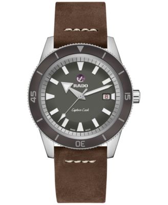 Rado - Men's Swiss Automatic Tradition Brown Leather Strap Watch 42mm