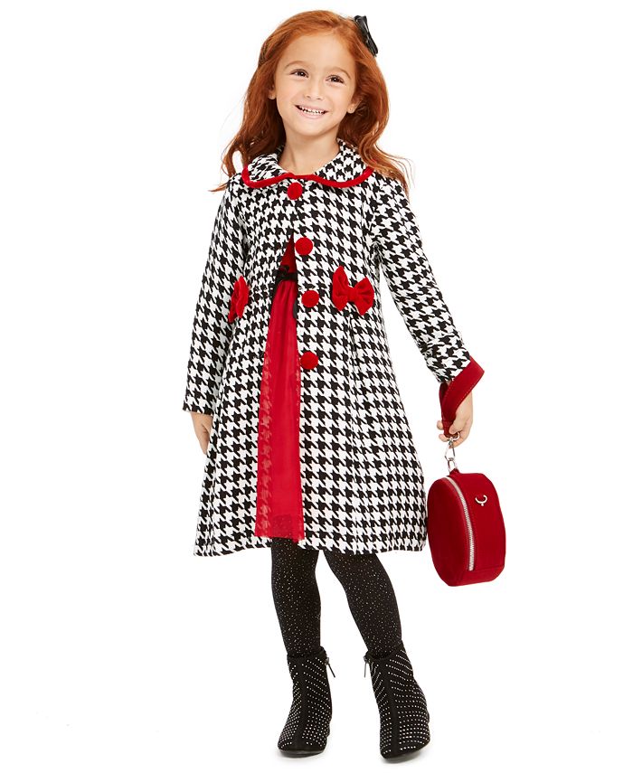 Blueberi Boulevard Toddler Girls 2 Pc. Velvet Dress Houndstooth