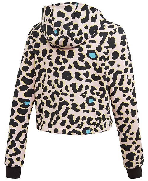 adidas Big Girls Leopard-Print Cropped Hoodie & Reviews - Sweatshirts ...