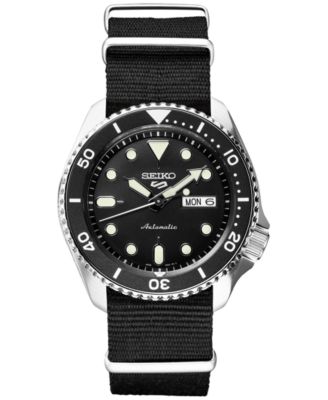 Seiko LIMITED EDITION Men's Automatic 5 Sports Black Nylon Strap 42.5mm, for Macy's - Macy's