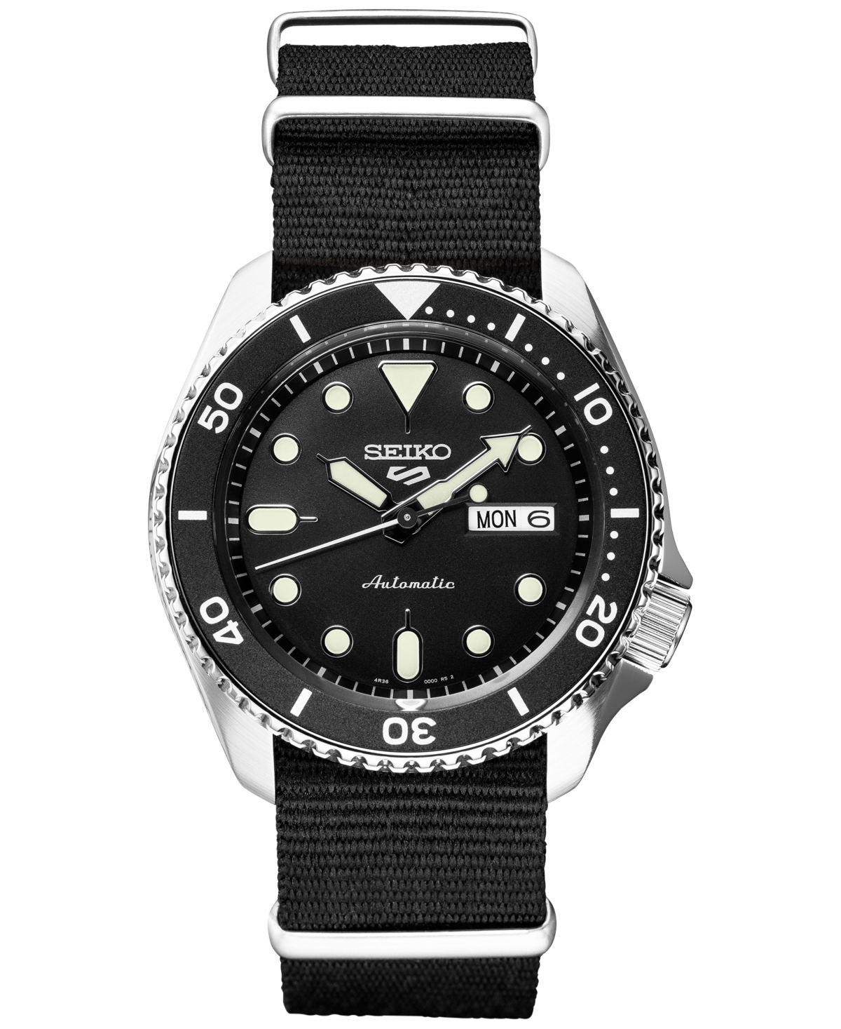 Limited Edition Seiko Men's Automatic 5 Sports Black Nylon Strap Watch 42.5mm, Created for Macy's - Black