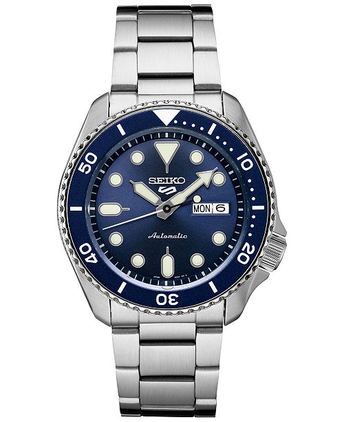 Seiko Men S Automatic 5 Sports Stainless Steel Bracelet Watch 42 5mm Reviews All Fine Jewelry Jewelry Watches Macy S