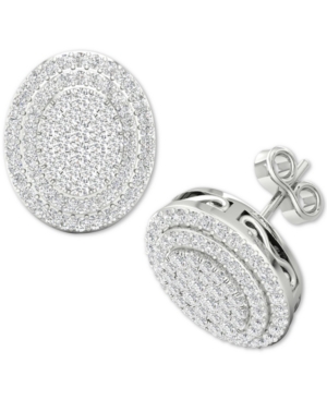image of Diamond Oval Cluster Stud Earrings (1/2 ct. t.w.) in Sterling Silver