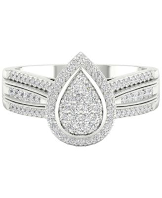 Diamond Teardrop Cluster Statement Ring (1/2 ct. t.w.) in Sterling Silver