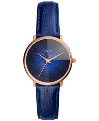 Fossil - Women's Pyramid Blue Leather Strap Watch 33mm