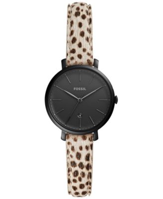 Fossil - Women's Jacqueline Animal Print Leather Strap Watch 36mm