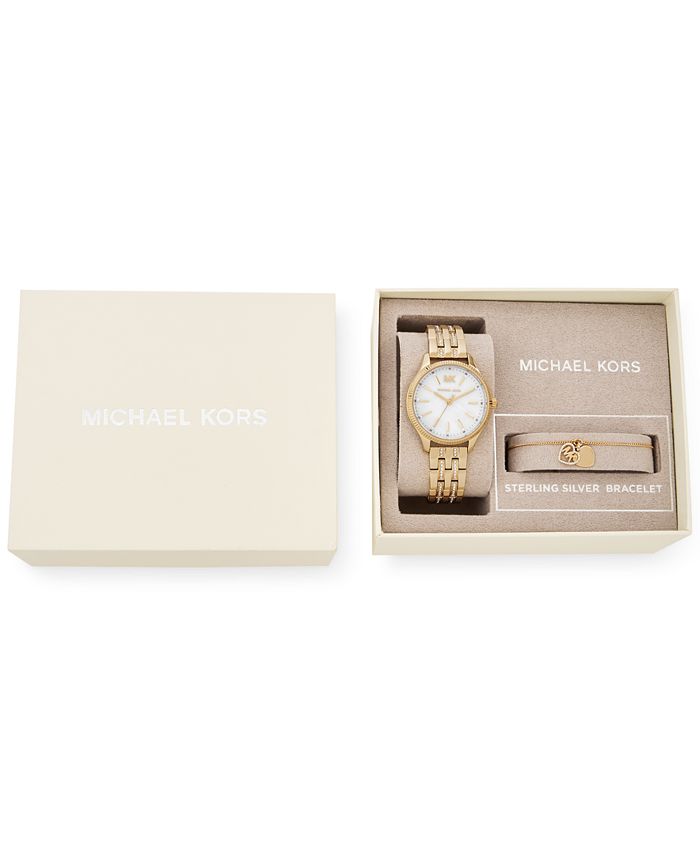 Michael Kors Women's Lexington Gold-Tone Stainless Steel Bracelet Watch ...