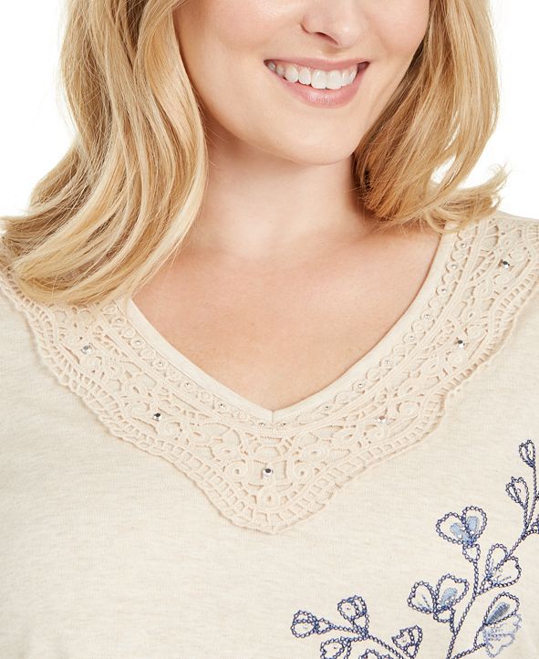 Alfred Dunner Plus Size Autumn Harvest Embroidered Knit ...