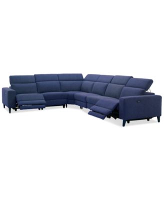 Furniture - Sleannah 6-Pc. Fabric "L" Shape Sectional with 2 Power Recliners