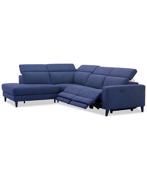 Furniture Sleannah 4 Pc Fabric Bumper Sectional With 2 Power