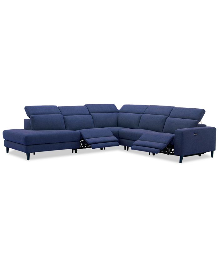 Furniture - Sleannah 5-Pc. Fabric Bumper Sectional with 2 Power Recliners
