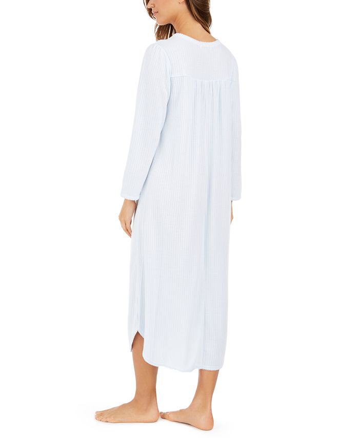 Miss Elaine Brushed Honeycomb Pointelle Knit Long Nightgown - Macy's