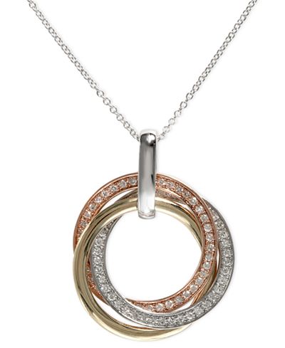 gold 14k tri tone circle pendant effy ct pave diamond trio macy necklaces watches jewelry