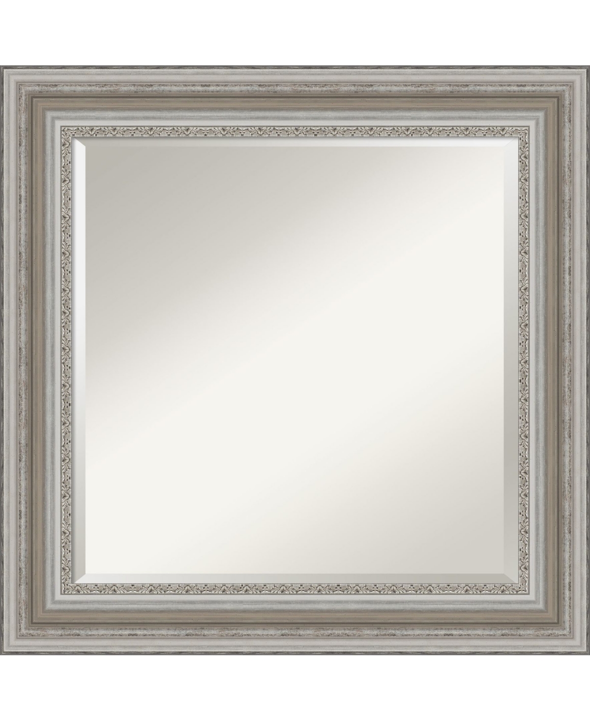 Parlor Silver-tone Framed Bathroom Vanity Wall Mirror, 25.5" x 25.50" - Silver
