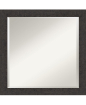 Amanti Art Rustic Plank Framed Bathroom Vanity Wall Mirror, 23.25" X 23.25" In Dark Brown