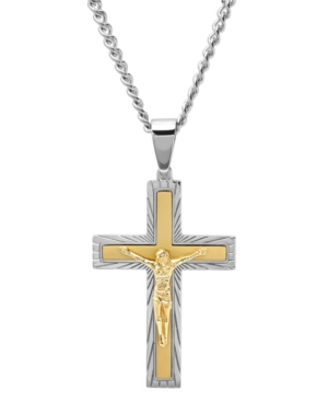 Macy's Men's Crucifix Pendant Necklace In Gold