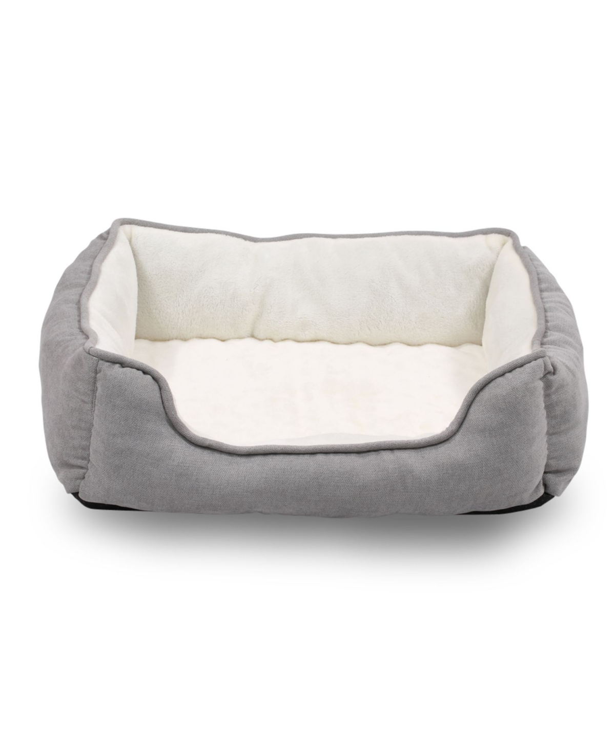 Happycare Textiles Orthopedic Rectangle Bolster Pet Bed, 25"x21" Super Soft Plush Dog Bed - Gray