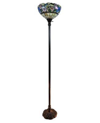 Tiffany Style Hummingbirds Floral Torchiere Floor Lamp