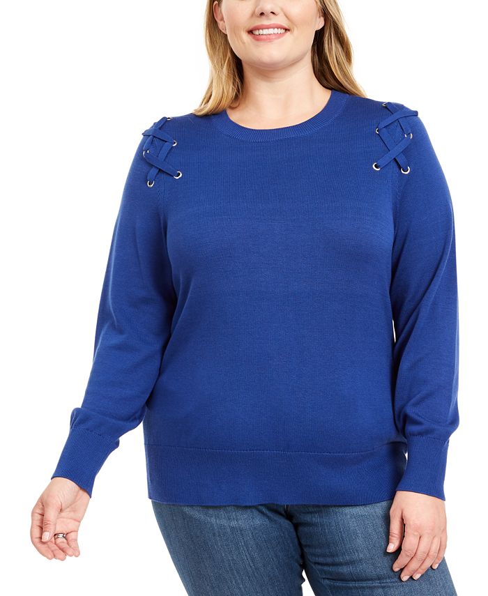 Michael Kors Plus Size Lace Up Grommet Sweater Macy s