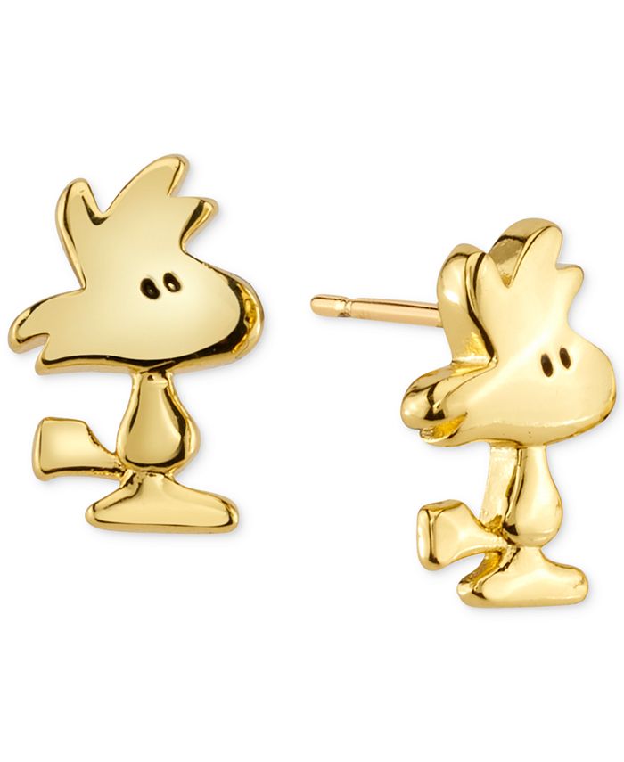Peanuts Unwritten Woodstock Stud Earrings in GoldTone Sterling Silver