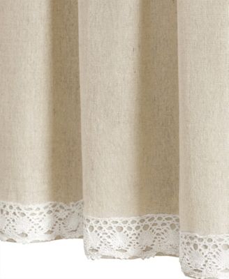 Lush Decor Linen Lace Valance Curtain Single 52"W x 18"L +2" Dark Linen - Lace Valance - Kitchen Valances For Windows - Vintage Bathroom Curtains